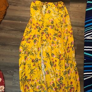 Yellow floral maxi skirt